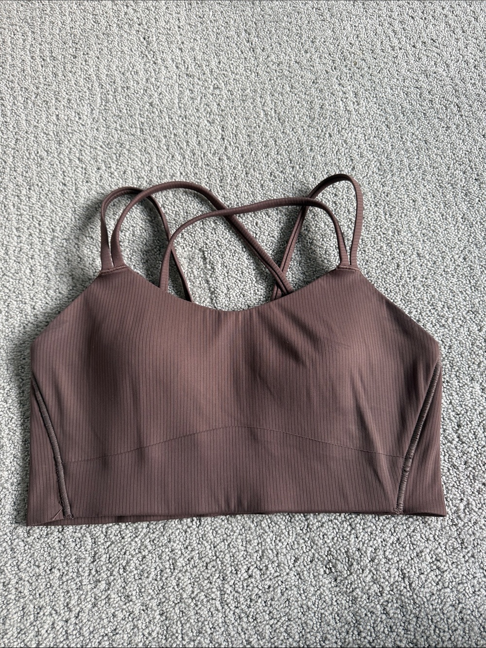 Women’s Ribbed longline sports bra– Brown